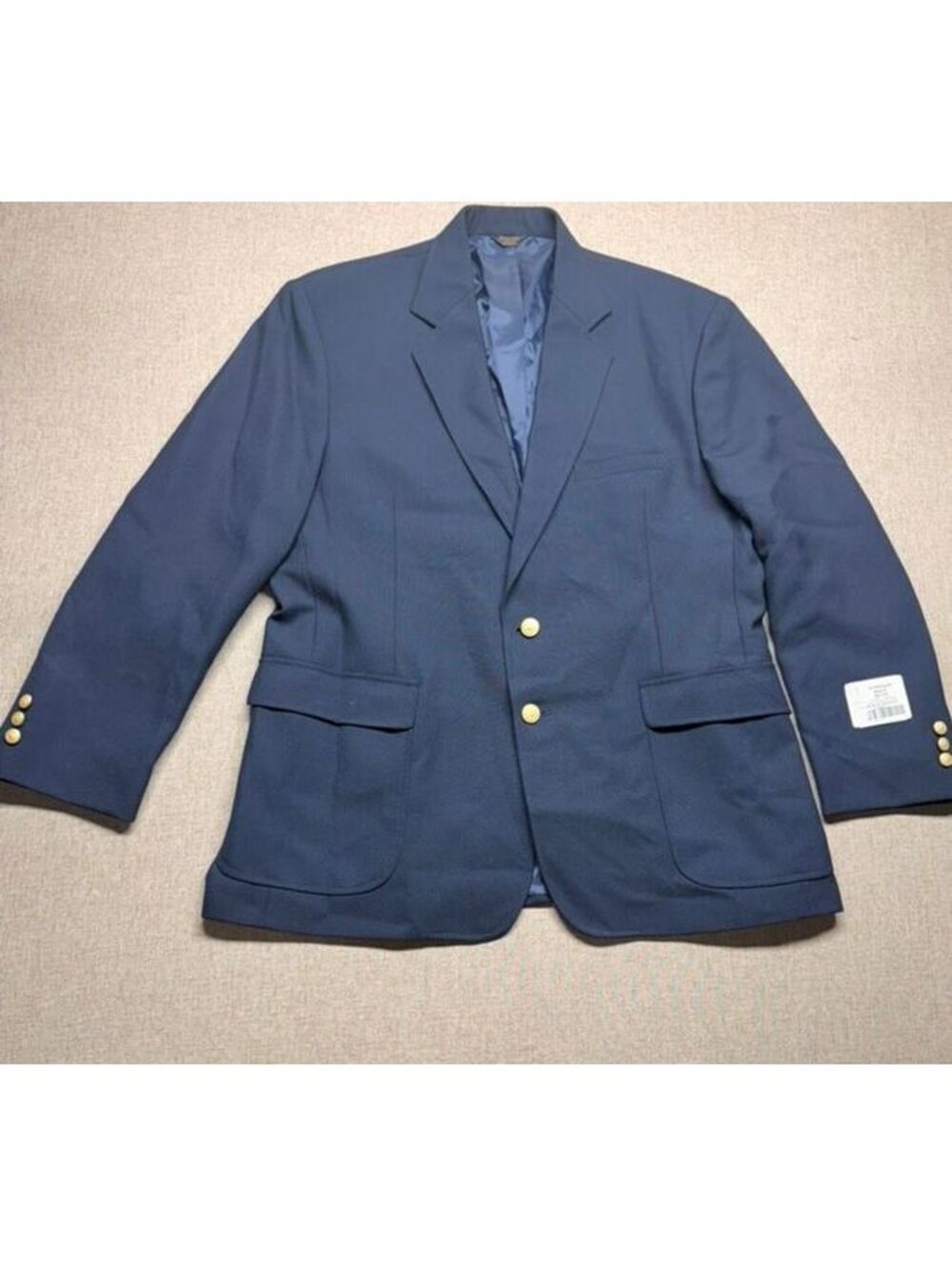 Edwards Men's Navy Wool Blend Blazer Sport Coat Gold Button 44R 2 Button NWT